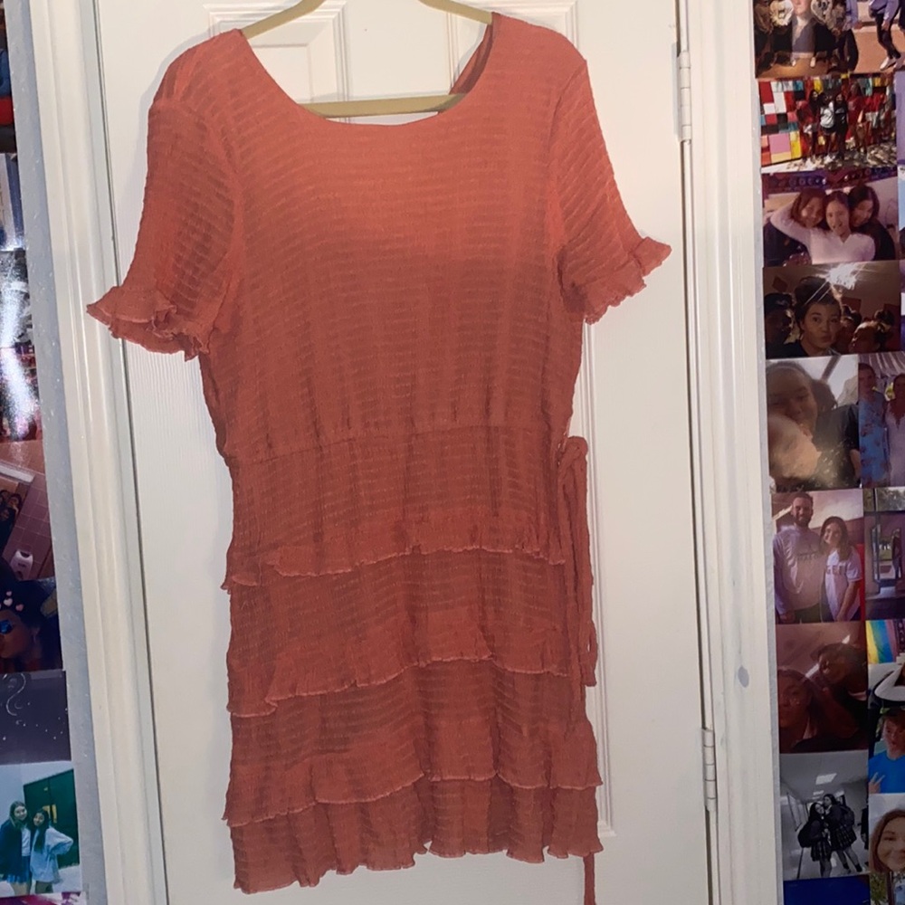 Salmon Pink Mini Dress